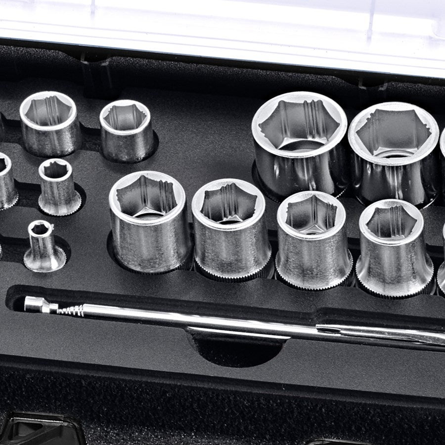 Detailed image Socket wrench set power grip 1/2+1/4 in STRAUSSbox undefined