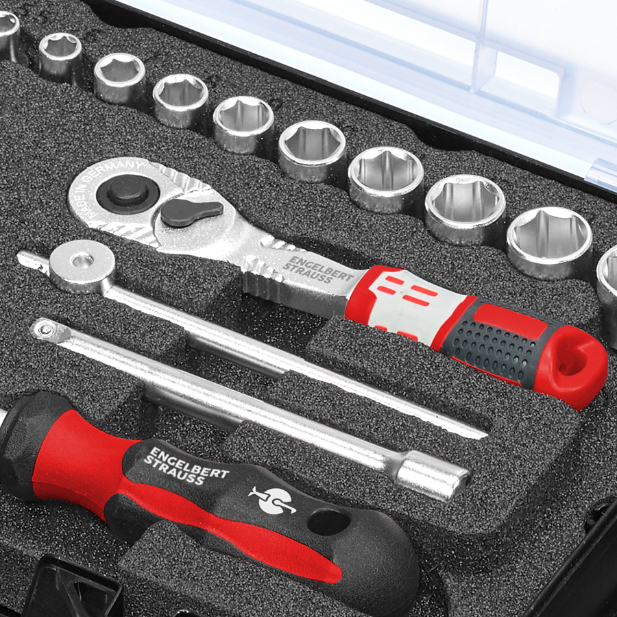Detailed image Socket wrench set pro 1/4 in STRAUSSbox mini undefined