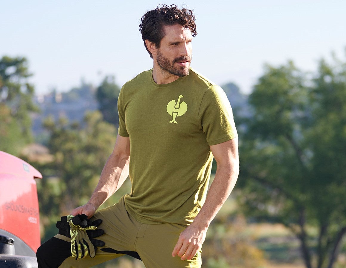 Main action image T-Shirt Merino e.s.trail junipergreen/limegreen