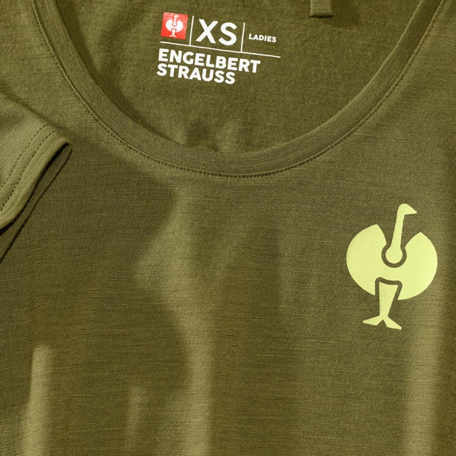 Detailed image T-Shirt Merino e.s.trail, ladies' junipergreen/limegreen