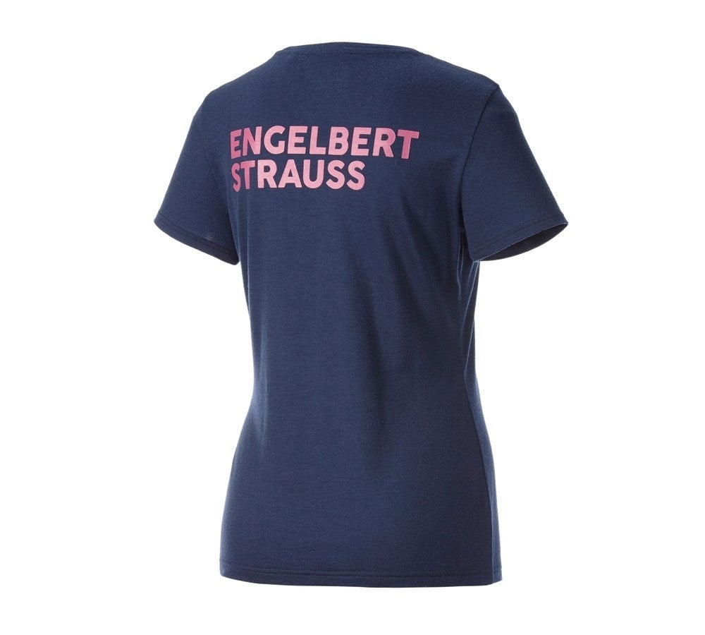 Secondary image T-Shirt Merino e.s.trail, ladies' deepblue/tarapink
