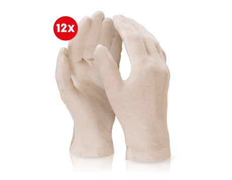 Primary image Cotton fourchette gloves, natural,pack of 12 white