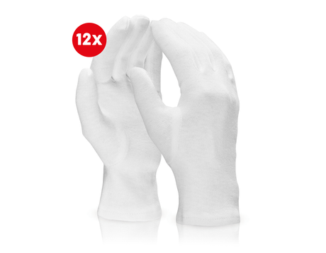 Primary image Cotton fourchette gloves, white, pack of 12 white