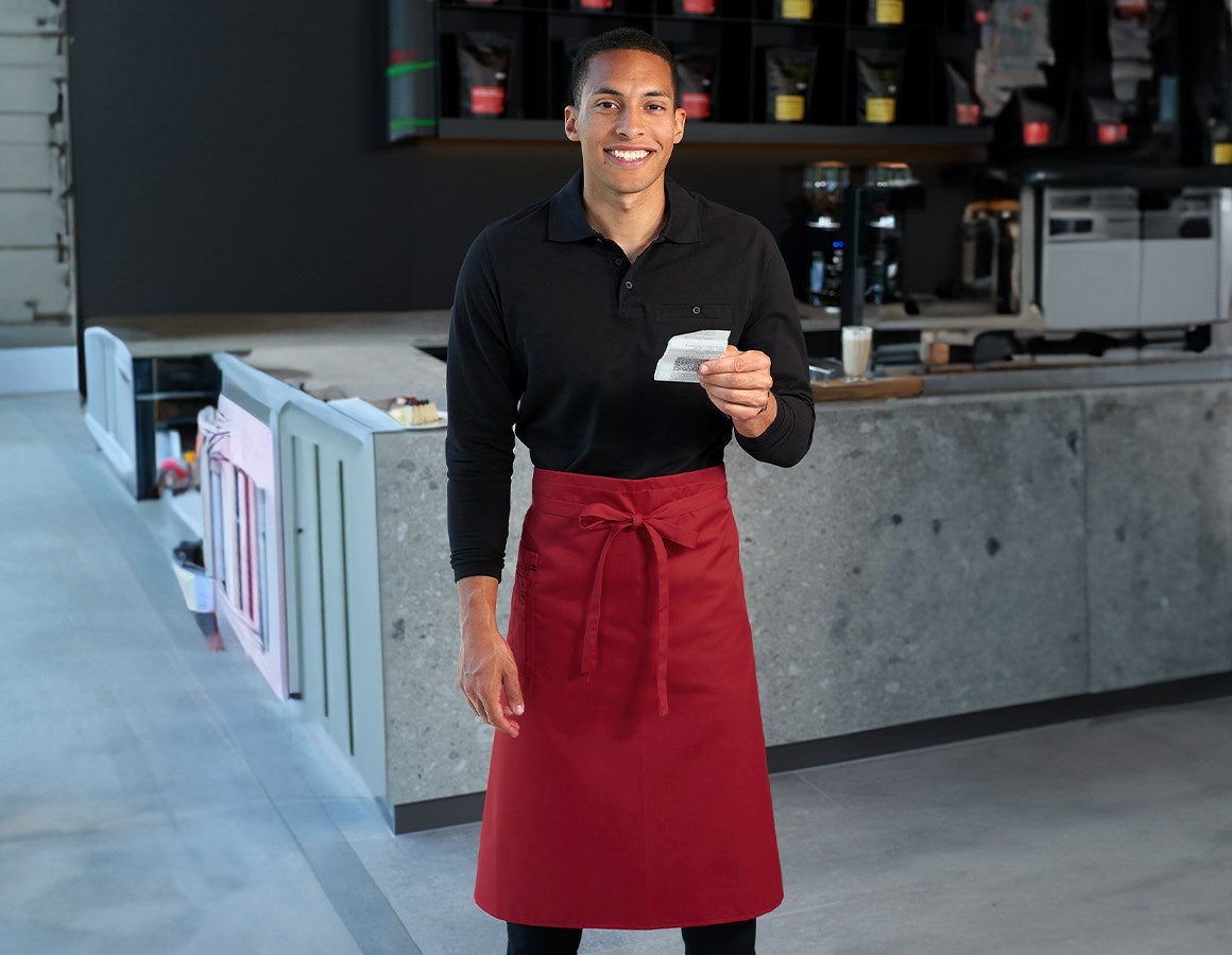 Main action image Mid-Length Apron red/black