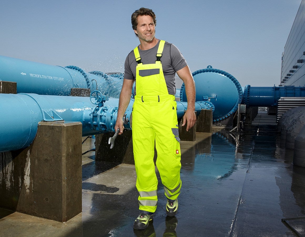 Main action image High-vis functional bib & brace e.s.prestige high-vis yellow/grey