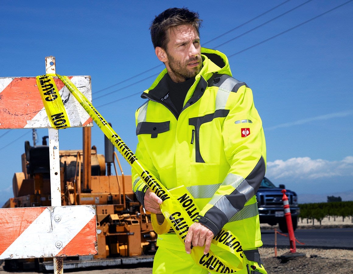 Main action image High-vis softshell jacket e.s.motion high-vis yellow/anthracite