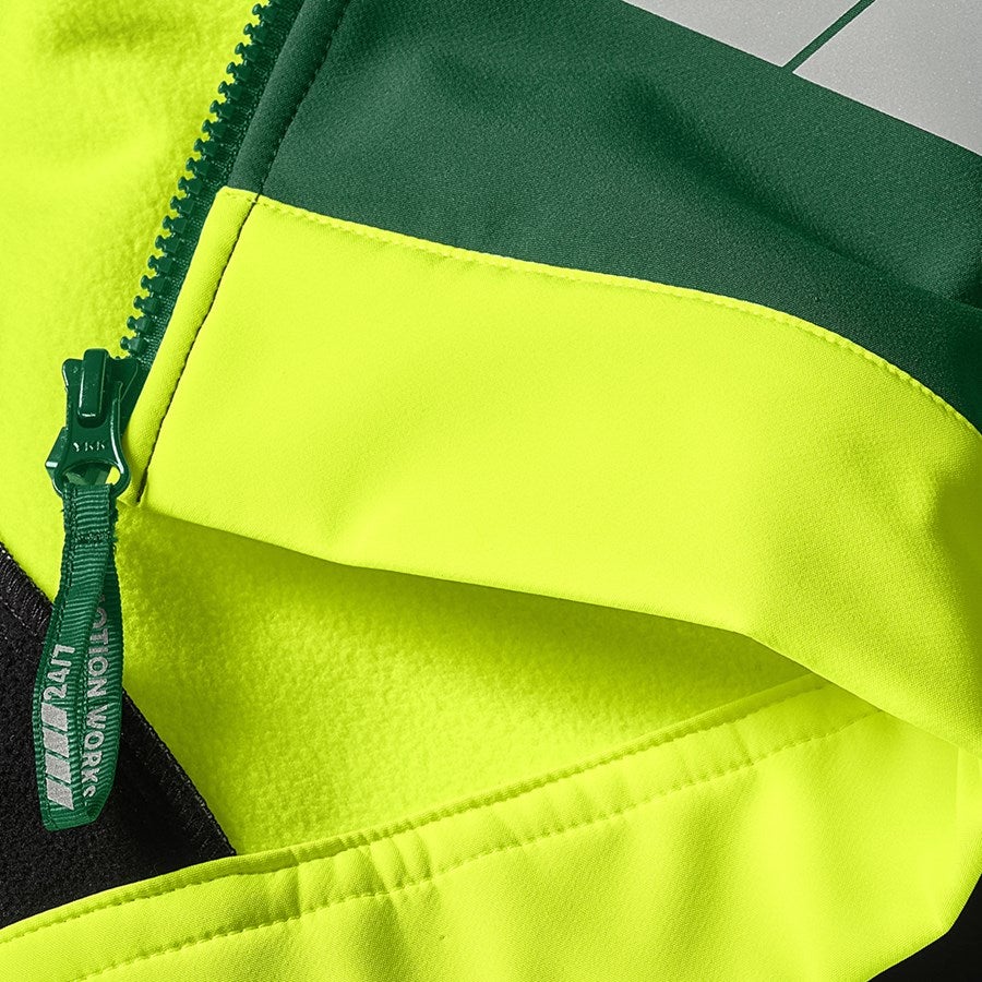 Detailed image High-vis softshell jacket e.s.motion 24/7 green/high-vis yellow