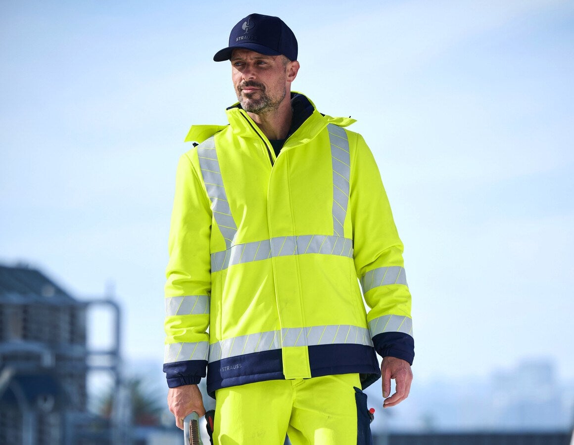 Main action image High-vis winter softshell jacket e.s.line.core high-vis yellow/navy