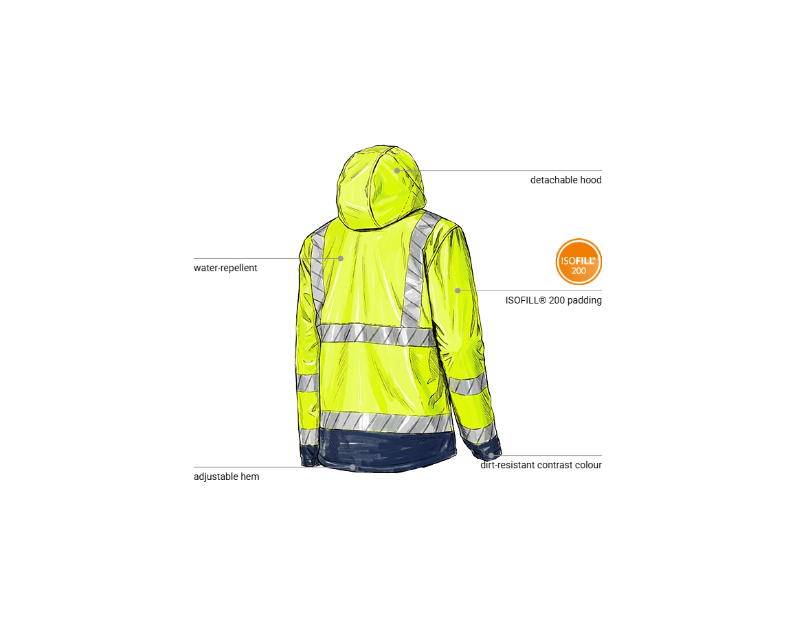 Additional image 2 High-vis winter softshell jacket e.s.line.core high-vis yellow/navy