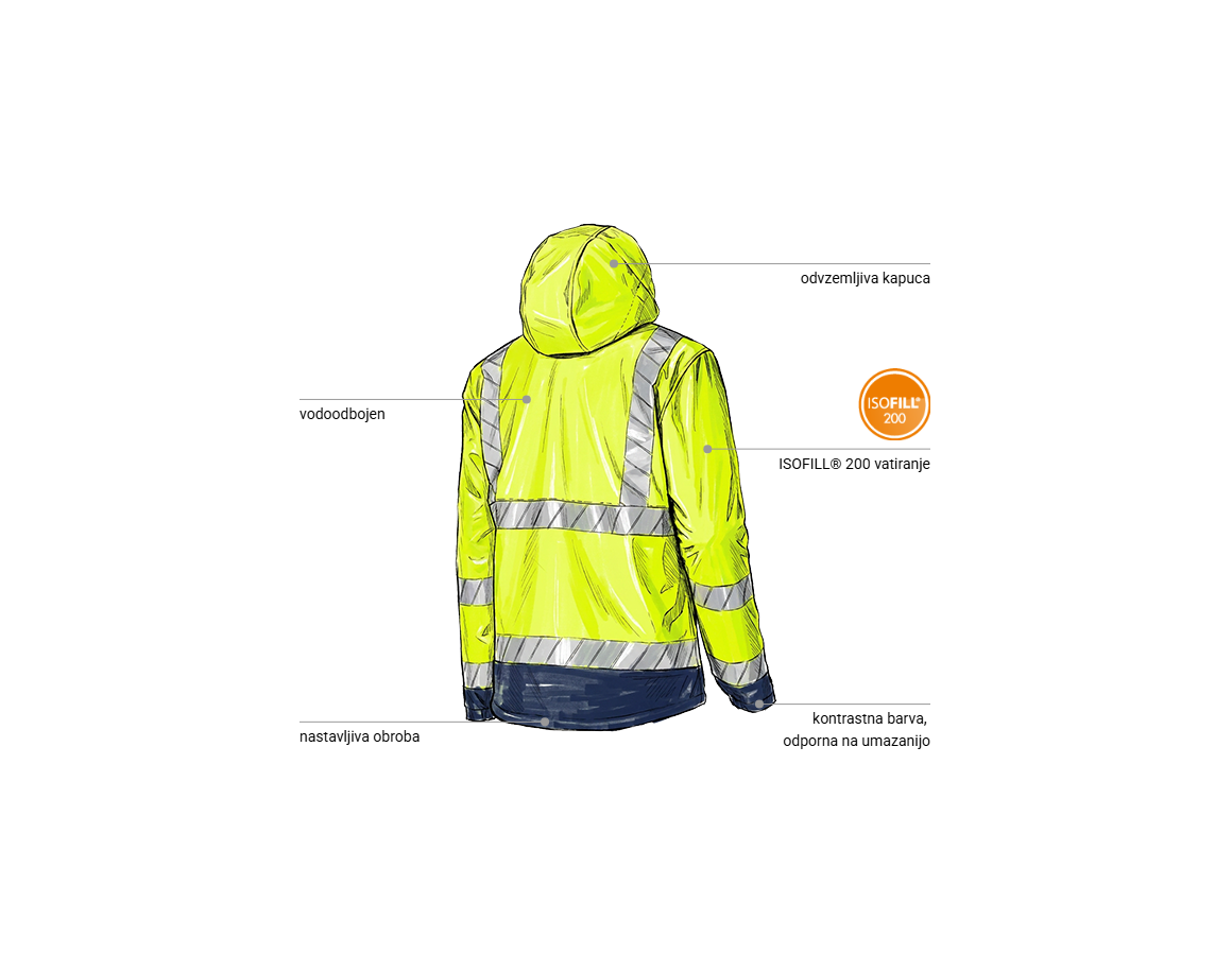 Additional image 2 Opozorilna zimska jakna Softshell e.s.line.core opozorilno rumena/temno modra