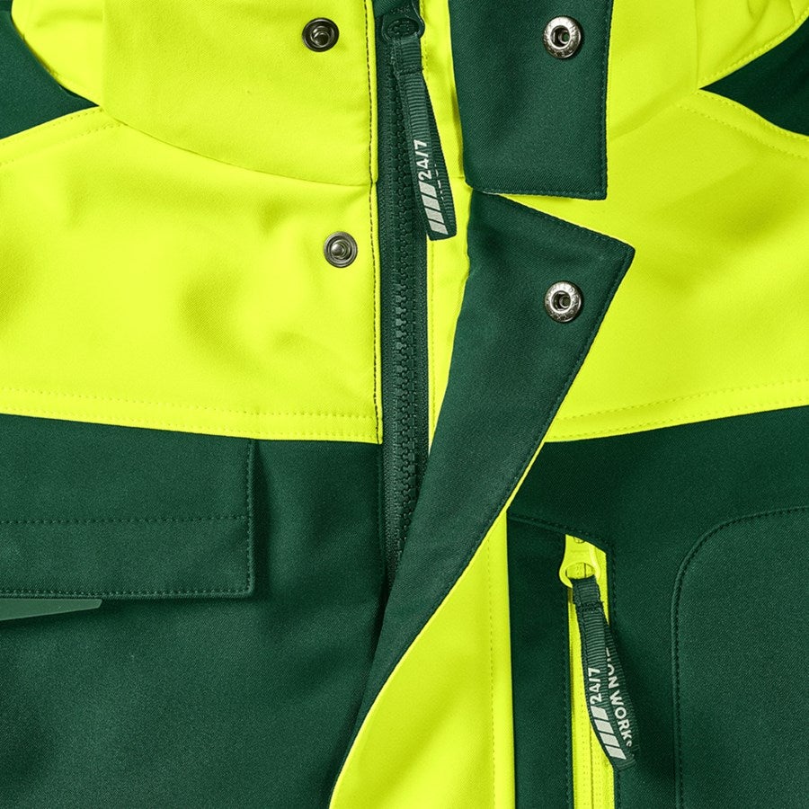 Detailed image High-vis winter softshell jacket e.s.motion 24/7 green/high-vis yellow