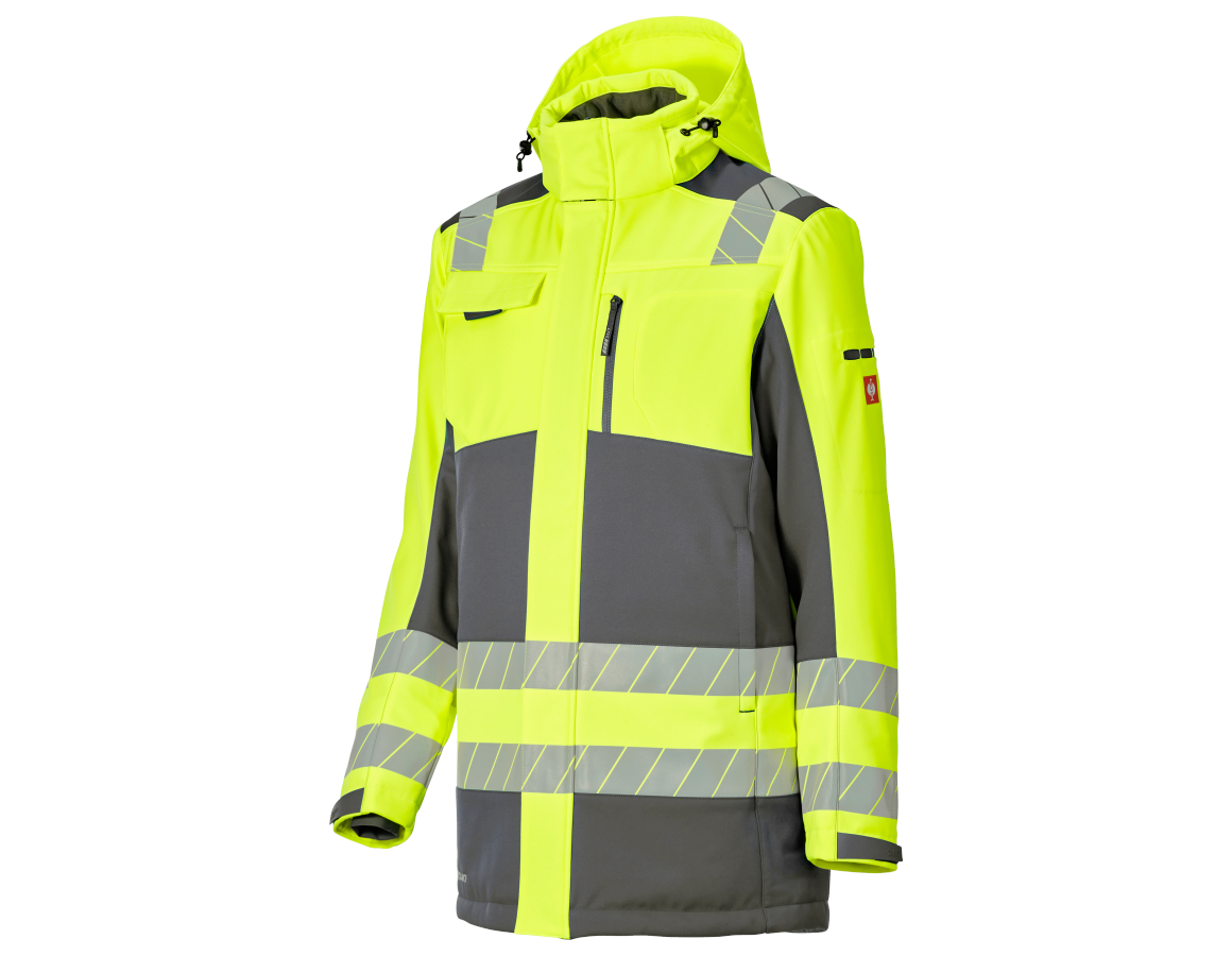 Primary image High-vis winter softshell parka e.s.motion 24/7 anthracite/high-vis yellow