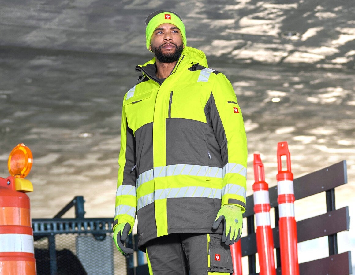 Main action image High-vis winter softshell parka e.s.motion 24/7 anthracite/high-vis yellow