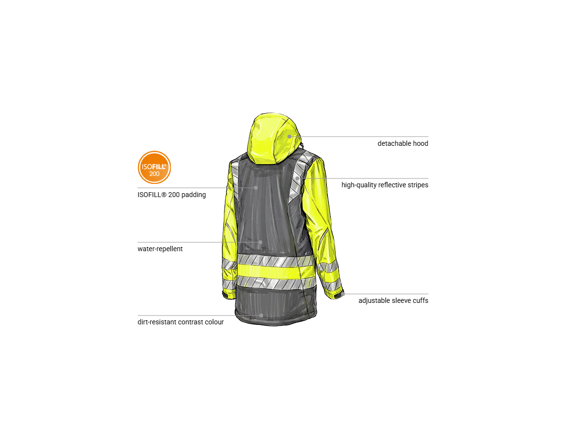 Additional image 2 High-vis winter softshell parka e.s.motion 24/7 anthracite/high-vis yellow