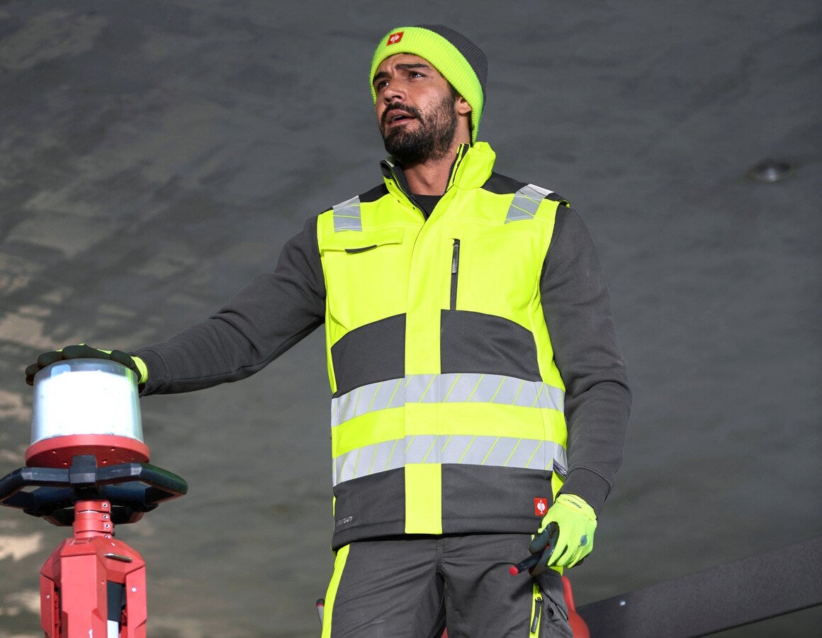 Main action image High-vis winter softsh. bodywarmer e.s.motion 24/7 anthracite/high-vis yellow