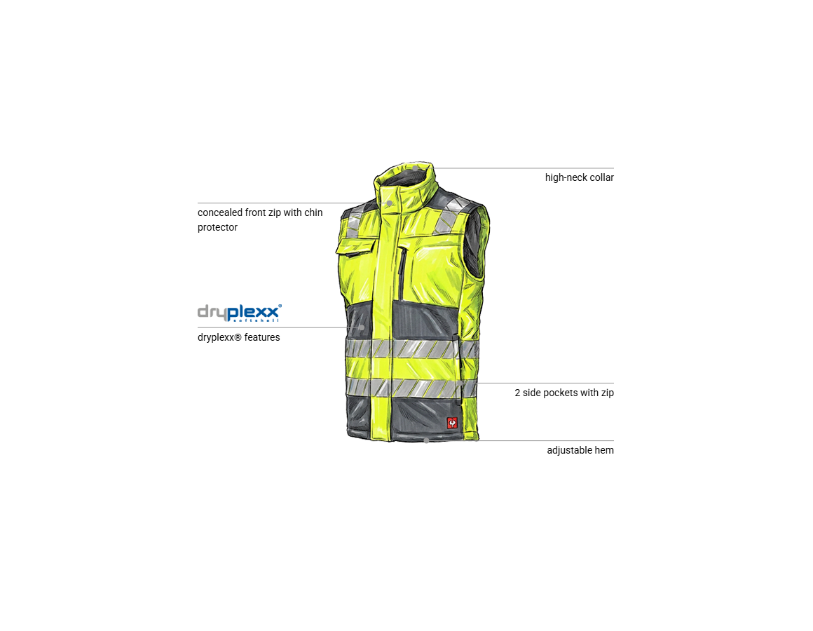 Additional image 1 High-vis winter softsh. bodywarmer e.s.motion 24/7 anthracite/high-vis yellow