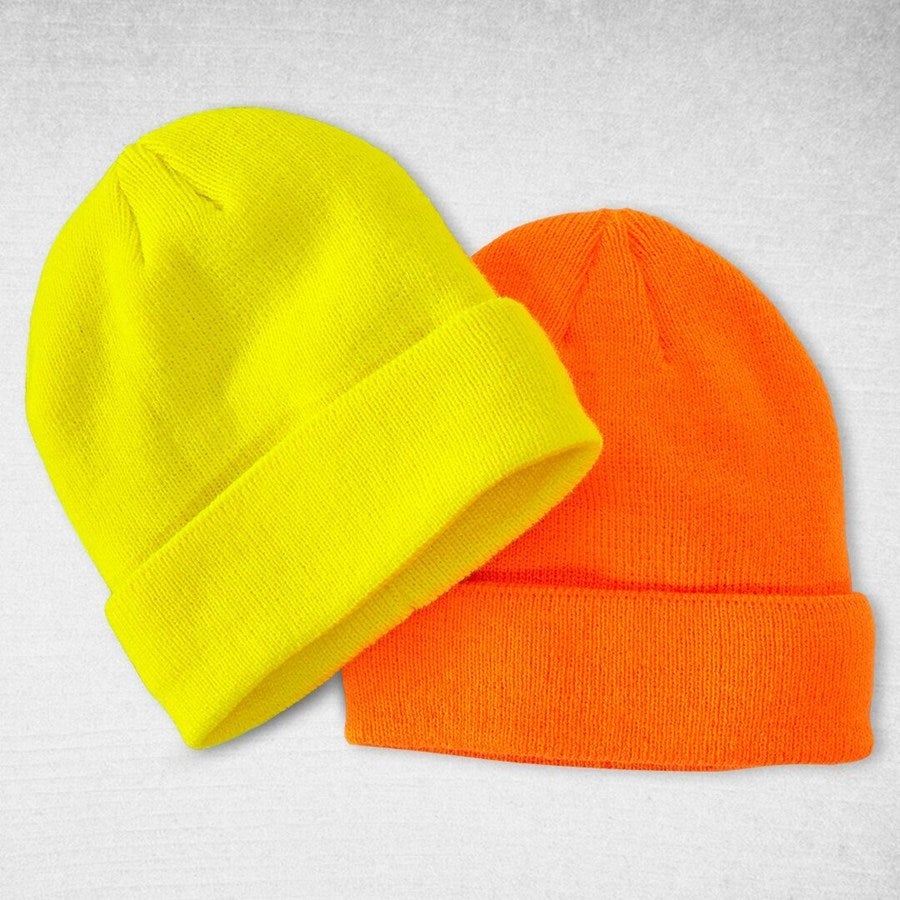 Detailed image Winter knitted hat Neon yellow