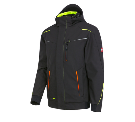 Primary image Winter softshell jacket e.s.motion 2020, men's black/high-vis yellow/high-vis orange