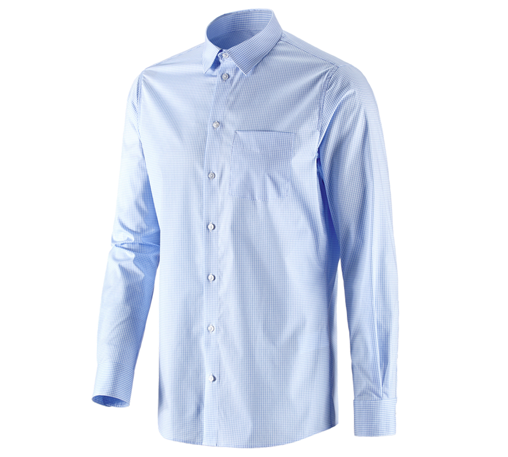 Primary image e.s. Business shirt cotton stretch, regular fit frostblue checked