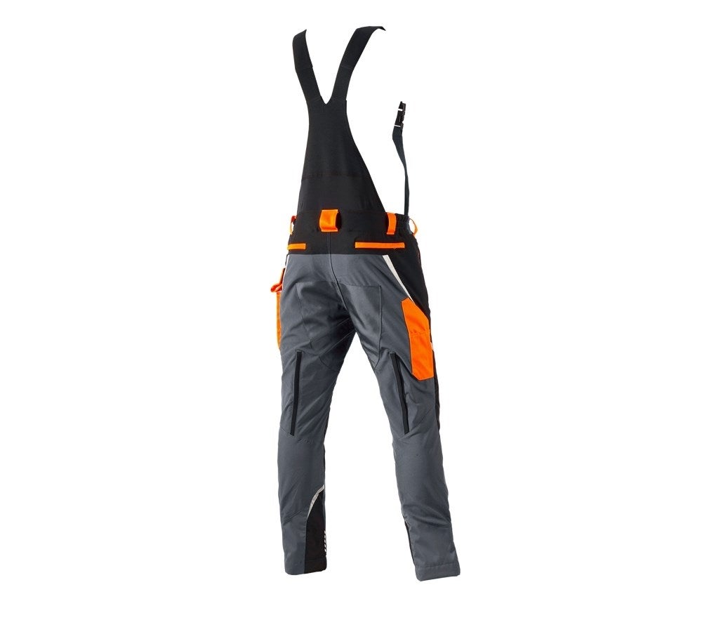 Secondary image e.s. Forestry cut protection bib & brace, KWF grey/high-vis orange