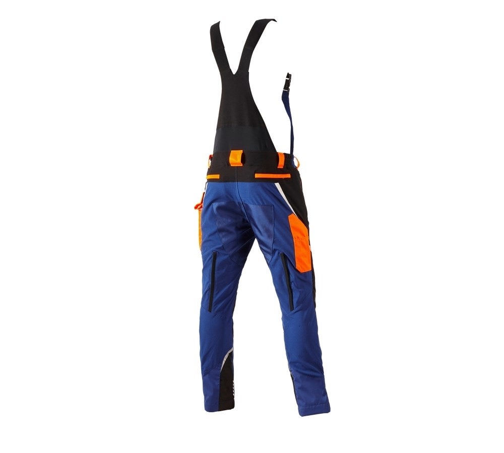 Secondary image e.s. Forestry cut protection bib & brace, KWF royalblue/high-vis orange