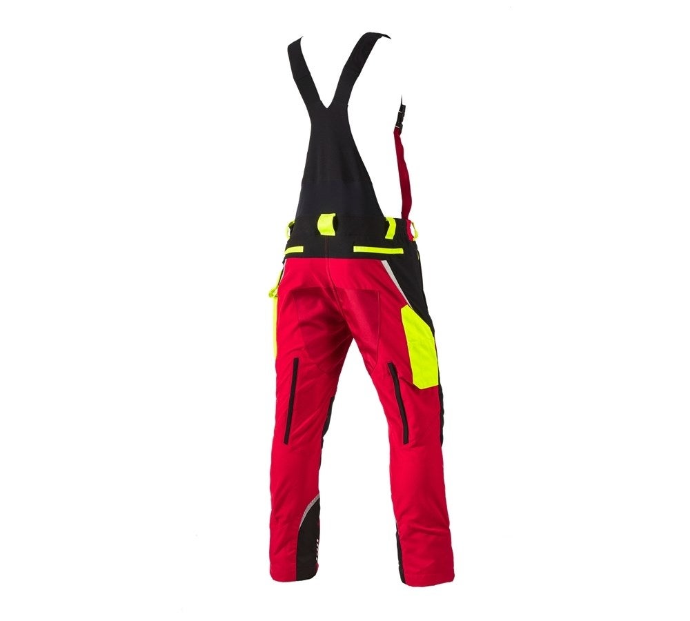 Secondary image e.s. Forestry cut protection bib & brace, KWF red/high-vis yellow