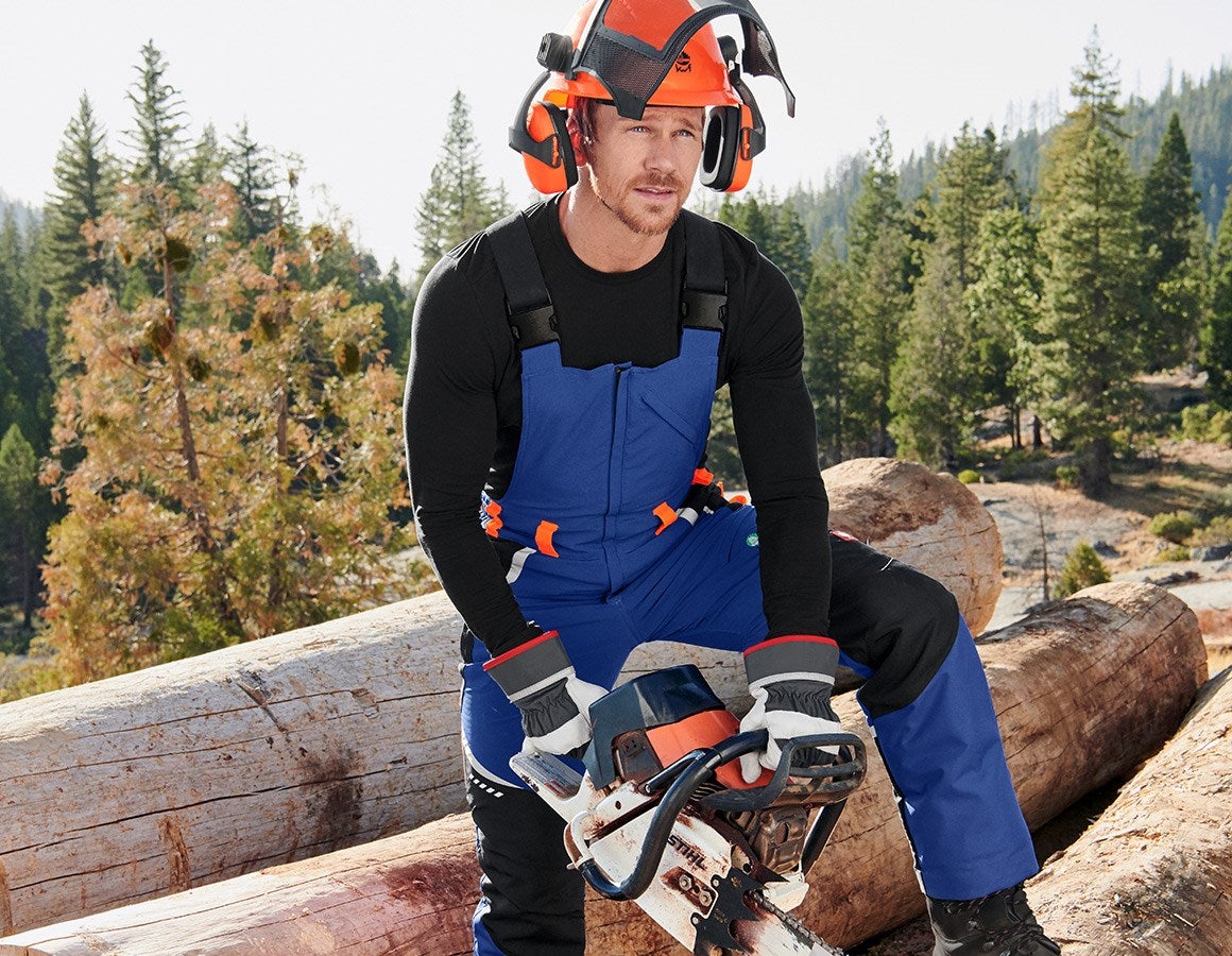 Additional image 1 e.s. Forestry cut protection bib & brace, KWF royalblue/high-vis orange