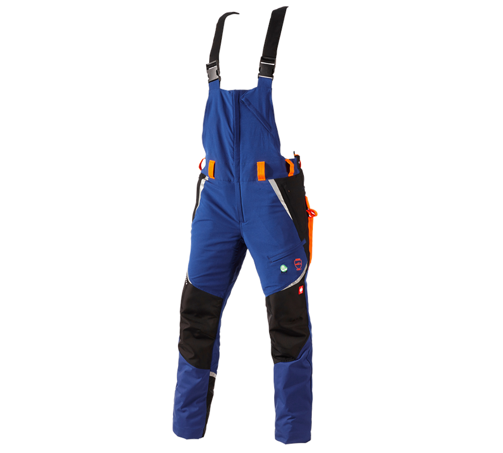 Primary image e.s. Forestry cut protection bib & brace, KWF royalblue/high-vis orange