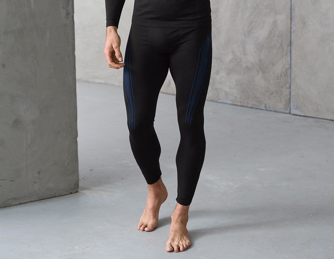 Main action image e.s. functional long-pants seamless-warm black/gentianblue