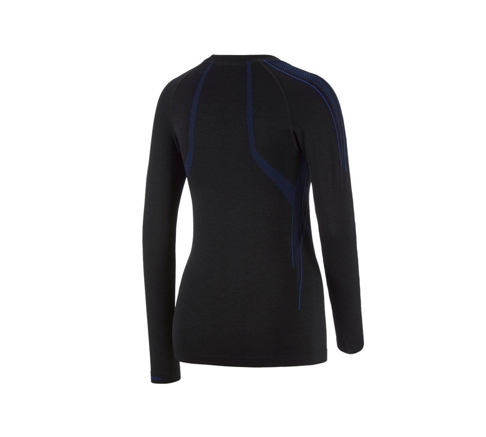 Secondary image e.s. functional-longsleeve seamless-warm, ladies' black/gentianblue