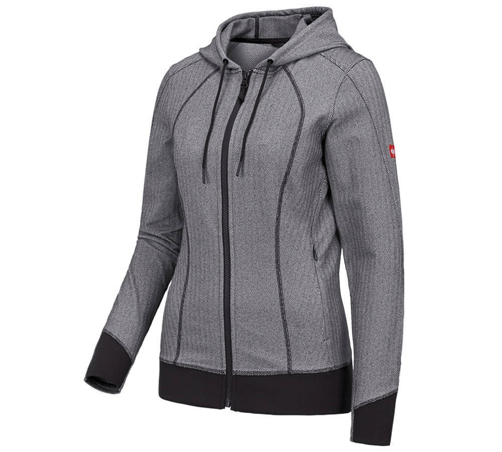 Primary image e.s. Functional hooded jacket herringbone, ladies' black