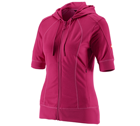 Primary image e.s.Funct. hooded jacket stripe 3/4-sleeve,ladies' berry