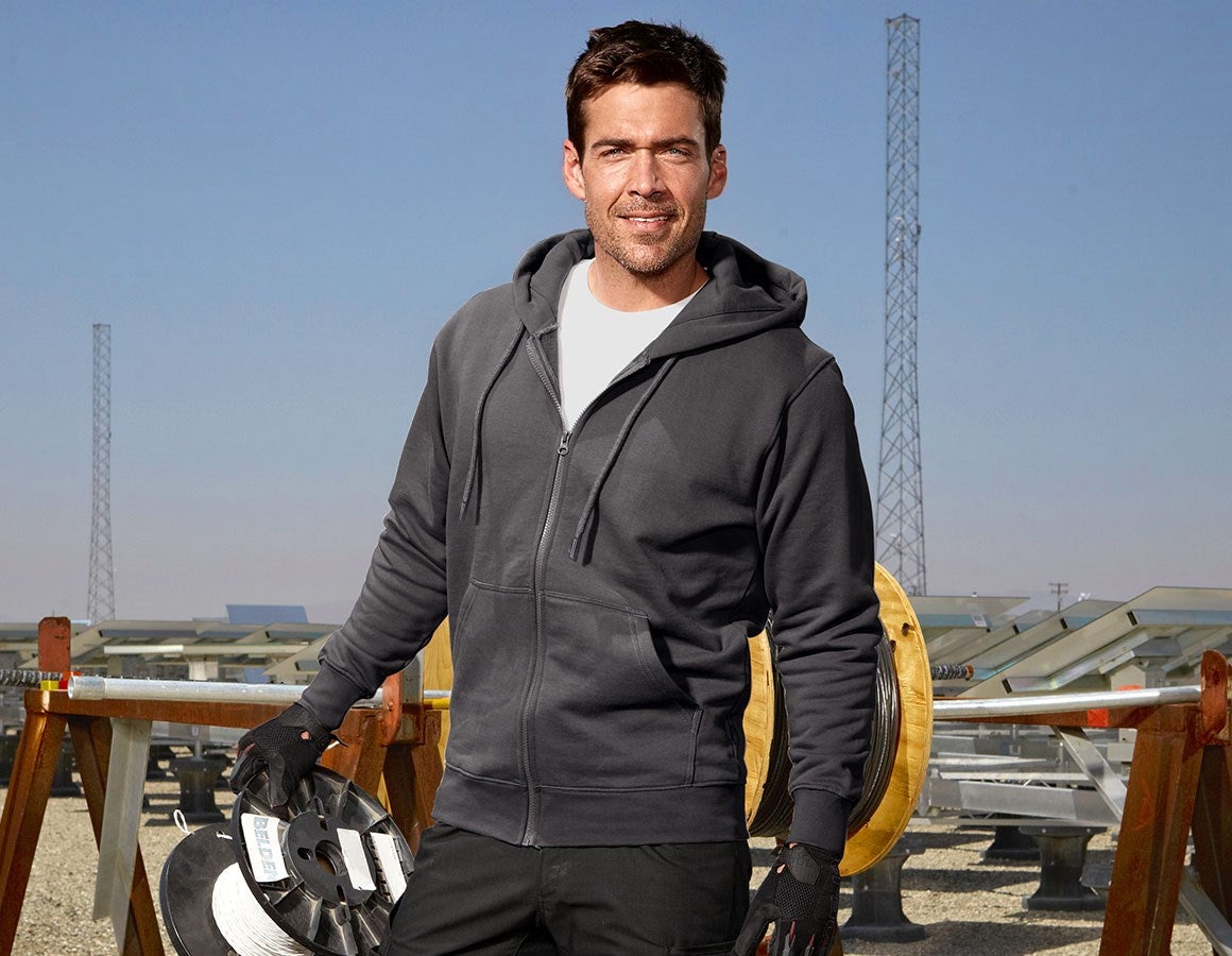 Main action image e.s. Hoody sweatjacket poly cotton anthracite