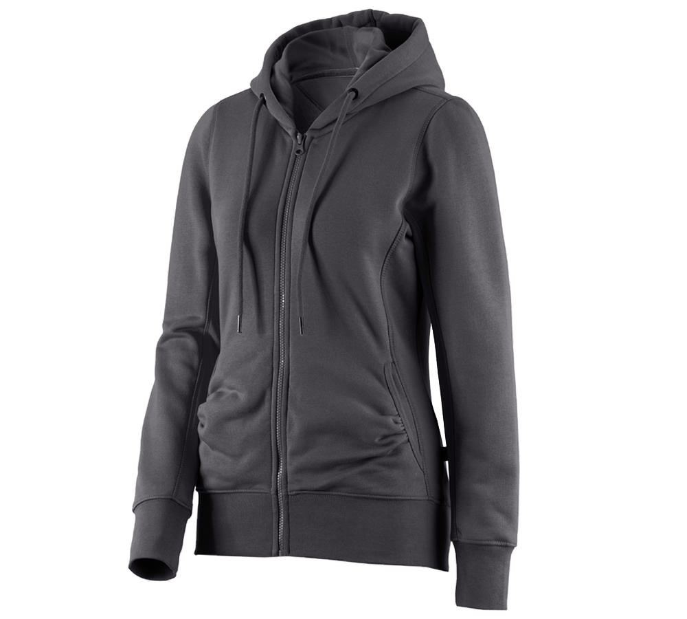 Primary image e.s. Hoody sweatjacket poly cotton, ladies' anthracite