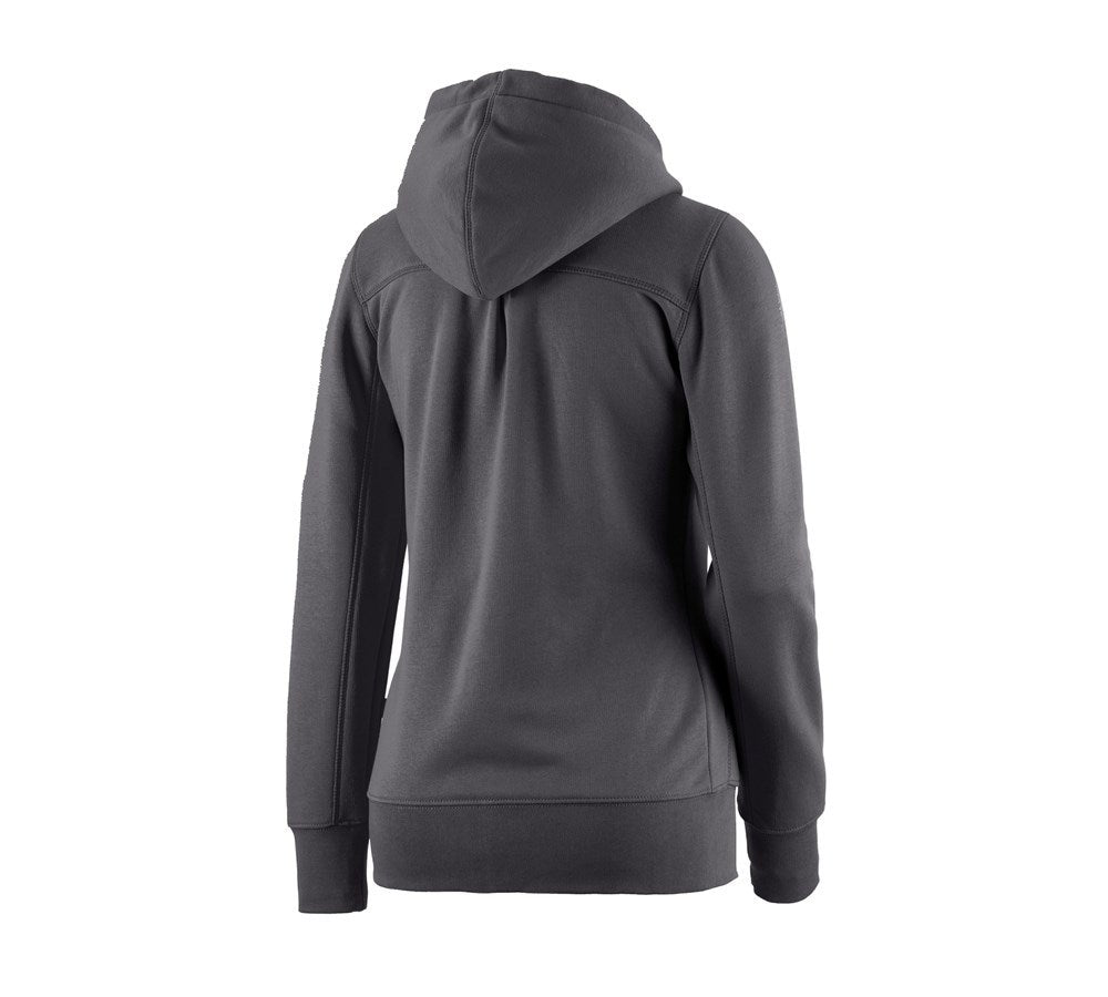 Secondary image e.s. Hoody sweatjacket poly cotton, ladies' anthracite