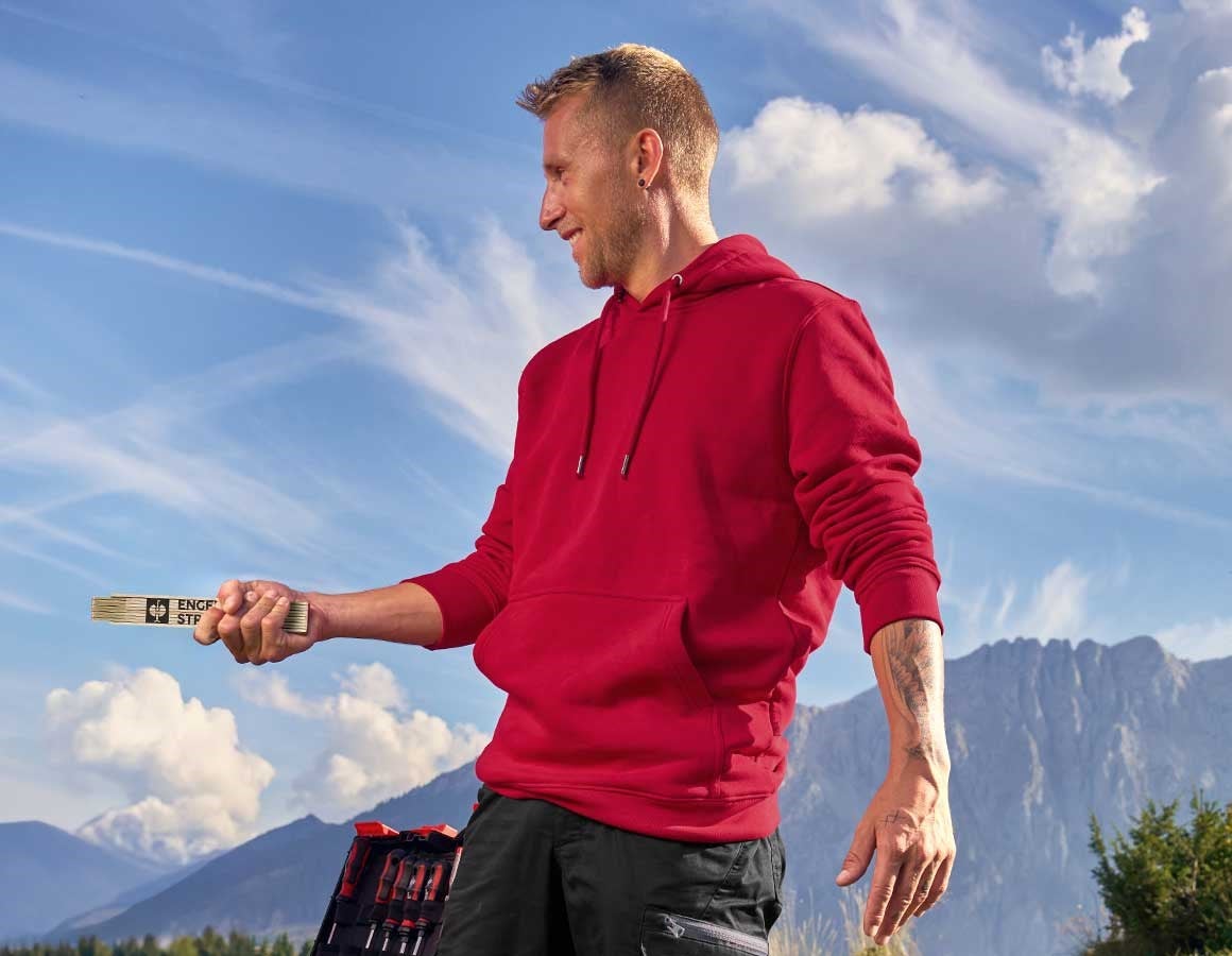 Main action image e.s. Hoody sweatshirt poly cotton fiery red