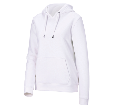 Primary image e.s. Hoody-sweatshirt poly cotton, ladies' white