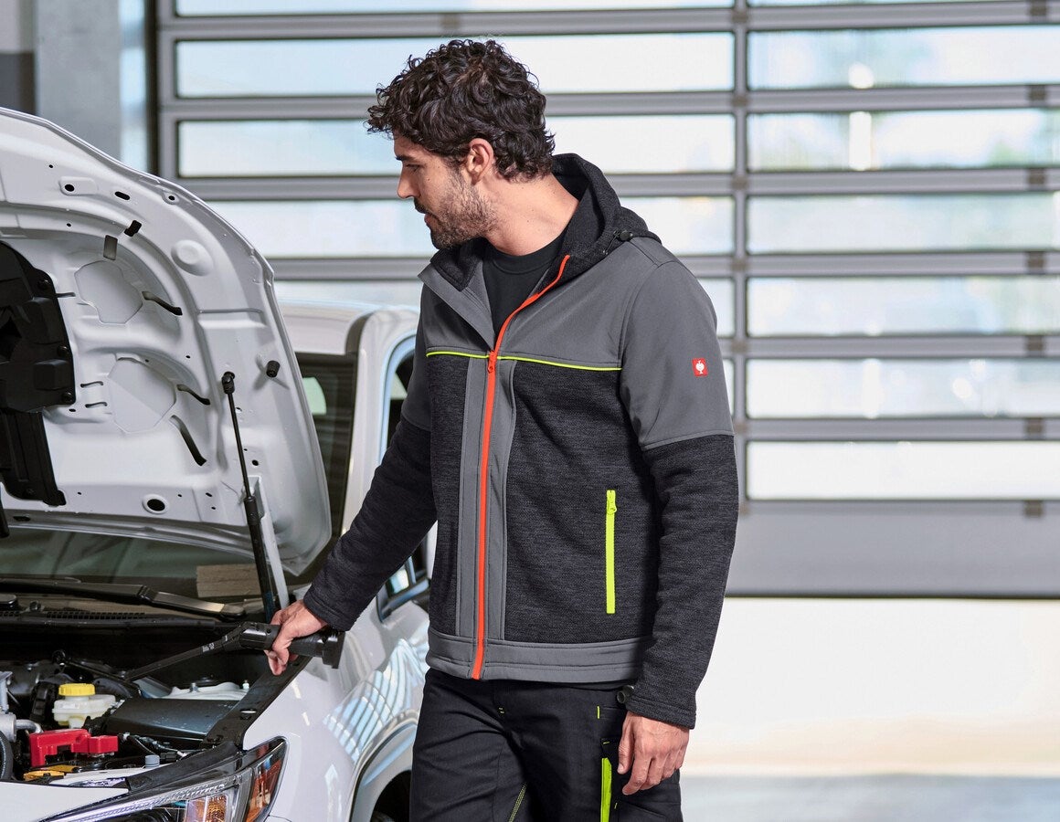 Main action image e.s. Hybrid jacket anthracite/black/high-vis orange/high-vis yellow
