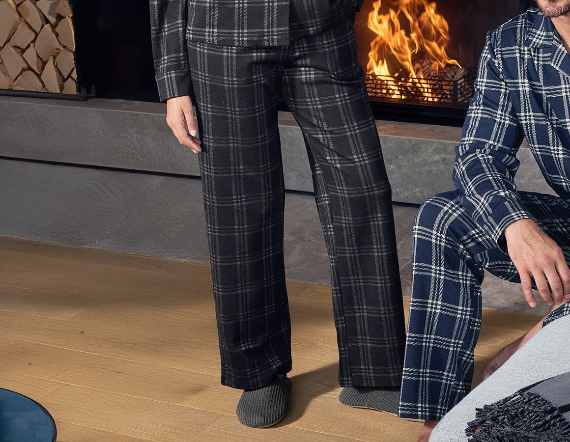 Main action image e.s. Checkered Pyjama Bottoms, ladies' black/basaltgrey