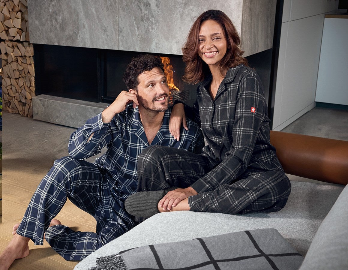 Additional image 2 e.s. Checkered Pyjama Bottoms, ladies' black/basaltgrey