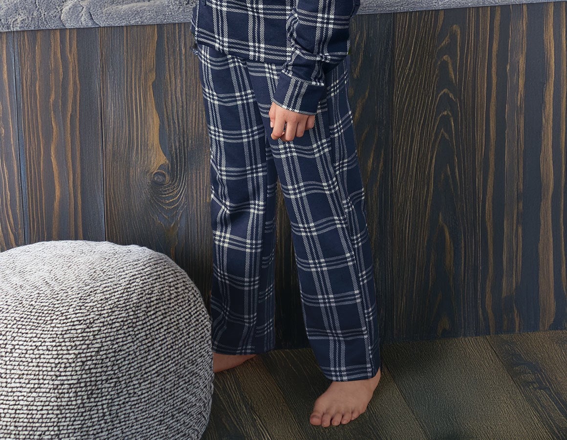 Main action image e.s. Checkered Pyjama Bottoms, children's deepblue/white