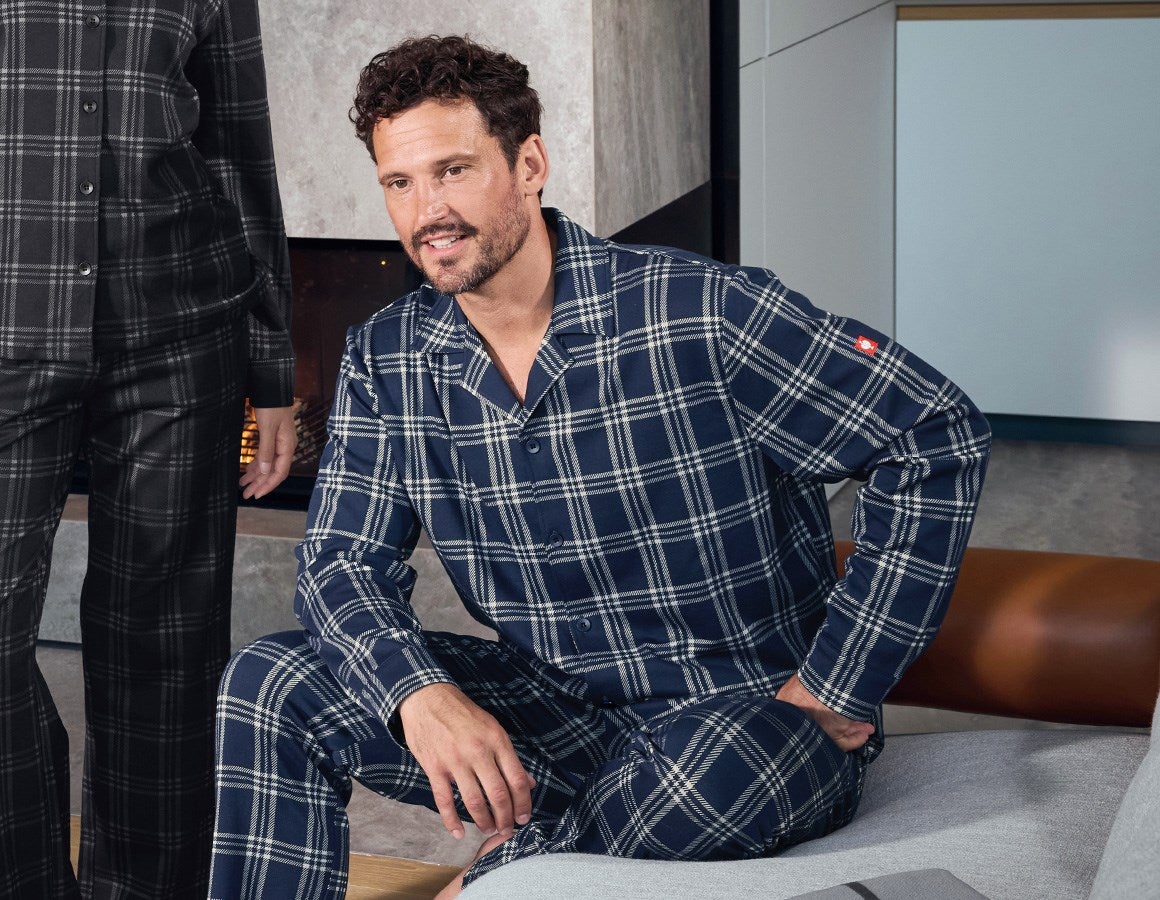 Main action image e.s. Checkered Pyjama Top deepblue/white