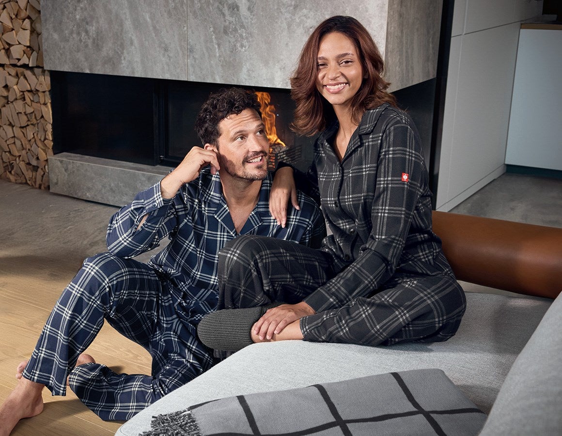 Additional image 1 e.s. Checkered Pyjama Top, ladies' black/basaltgrey