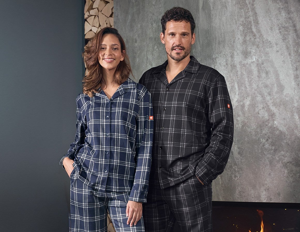 Additional image 3 e.s. Checkered Pyjama Top, ladies' deepblue/white