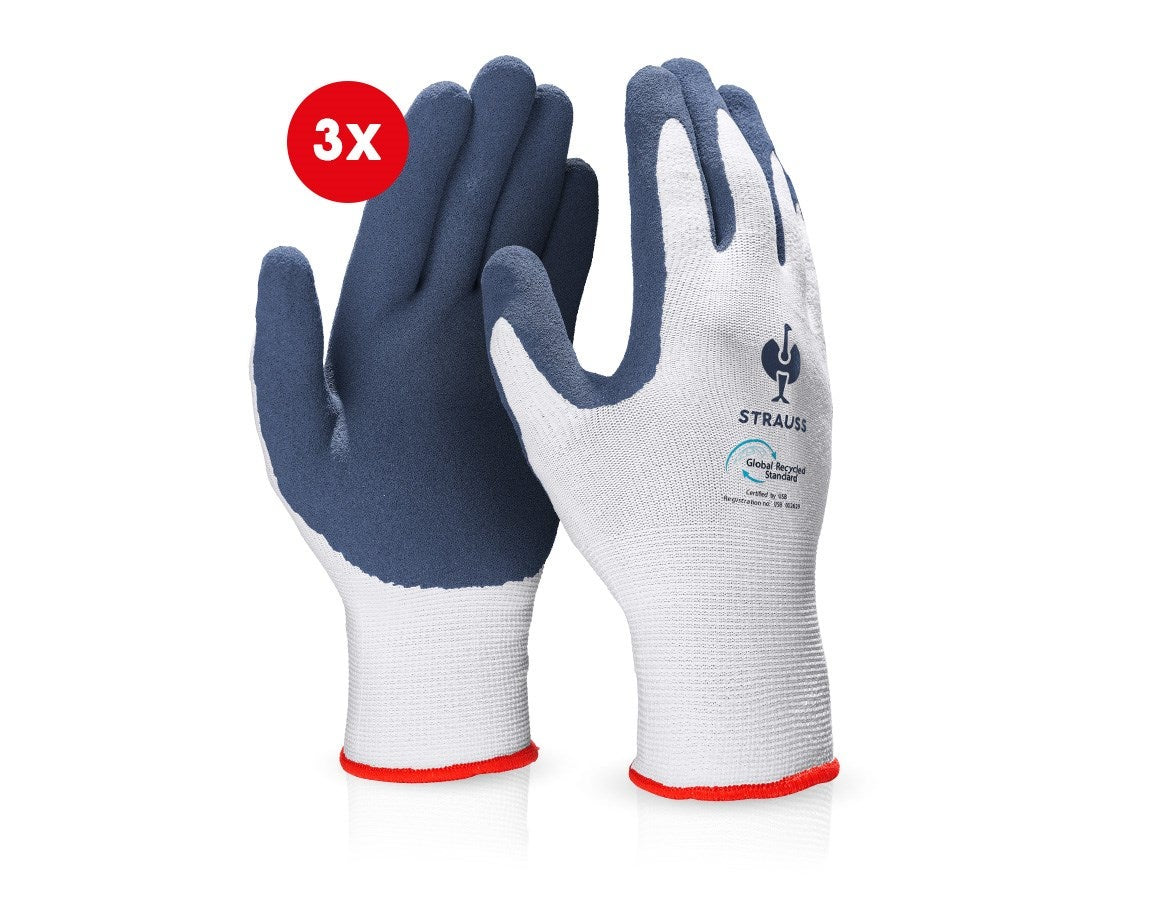 Primary image e.s. Latex foam gloves recycled, 3 pairs blue/white