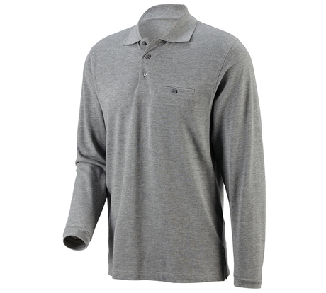 Primary image e.s. Longsleeve polo cotton Pocket grey melange