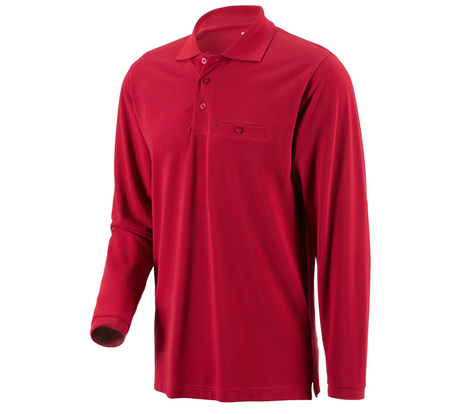 Primary image e.s. Longsleeve polo cotton Pocket red