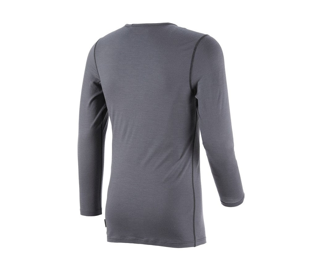 Secondary image e.s. Long sleeve Merino, men's cement/graphite