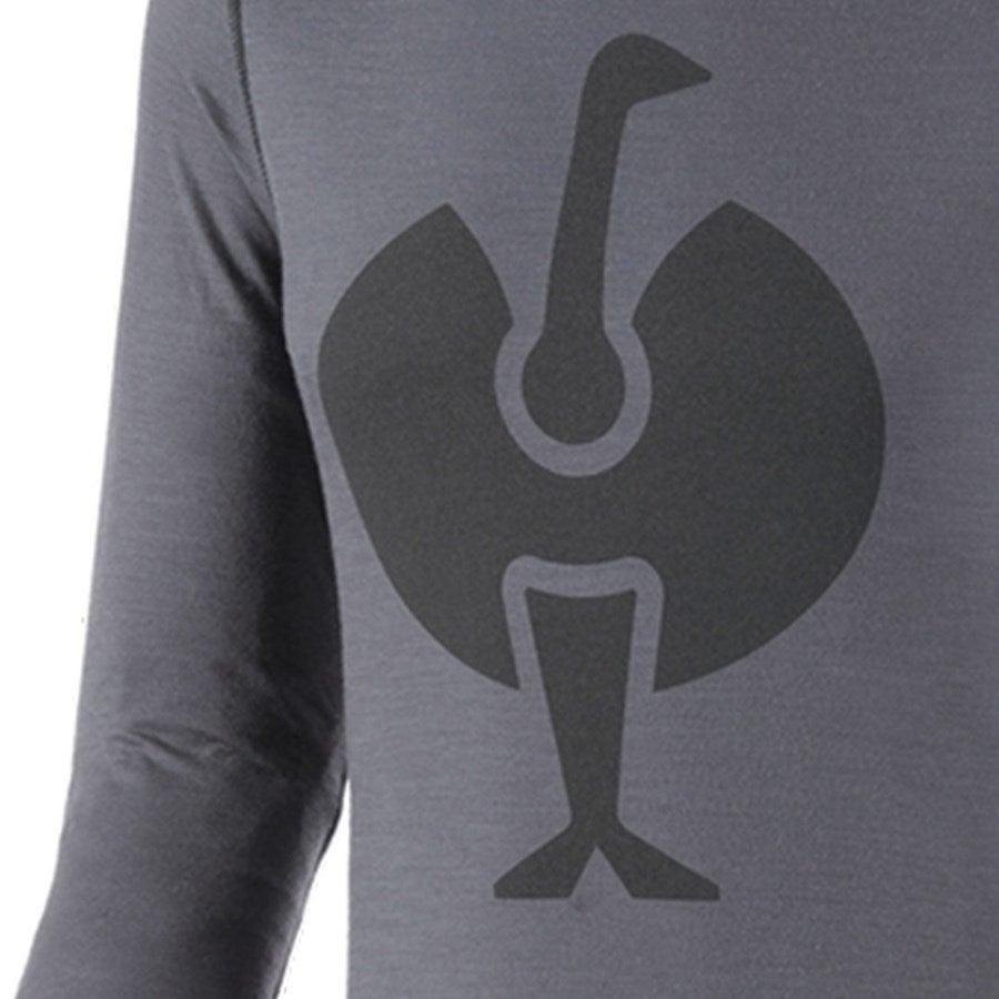 Detailed image e.s. Long sleeve Merino, men's cement/graphite