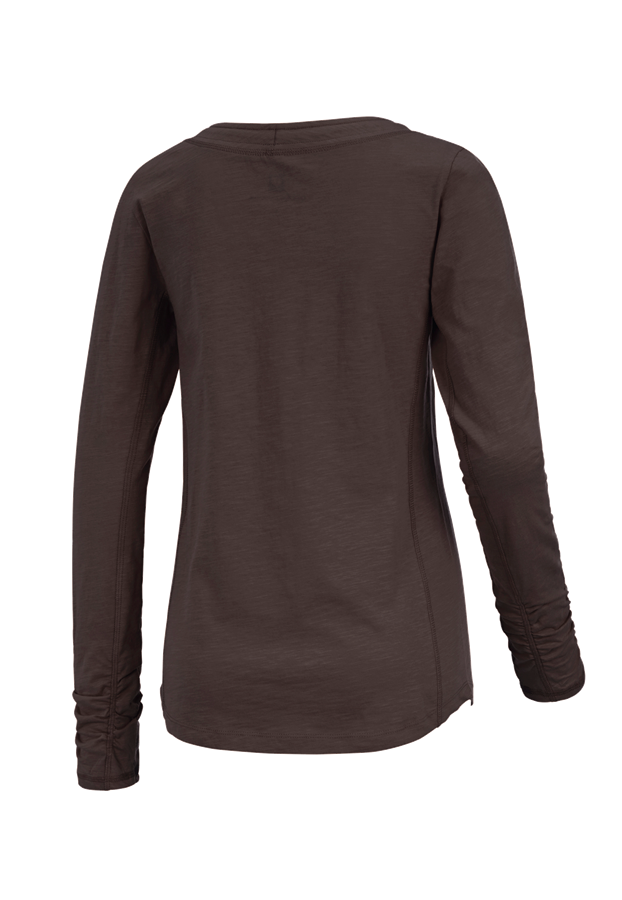 Secondary image e.s. Long sleeve cotton slub, ladies' chestnut